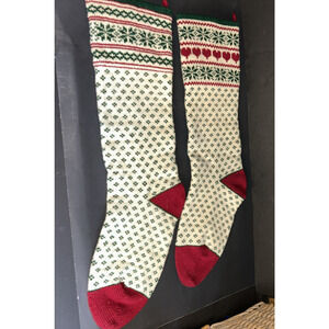Specialties in Wool Knit Christmas Stocking Vermont VTG 1986 Snowflakes Hearts